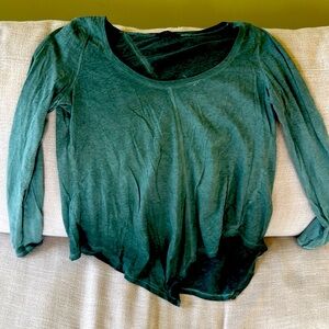 Sisley Olive Green Long Sleeve Scoop Neck Top